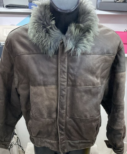 Men shearling jacket gray - shearling,