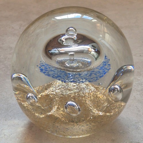 Blue gold bubble glass - blue,