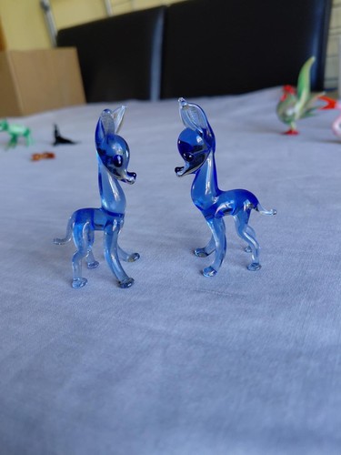 Vintage blue glass - vintage, pair