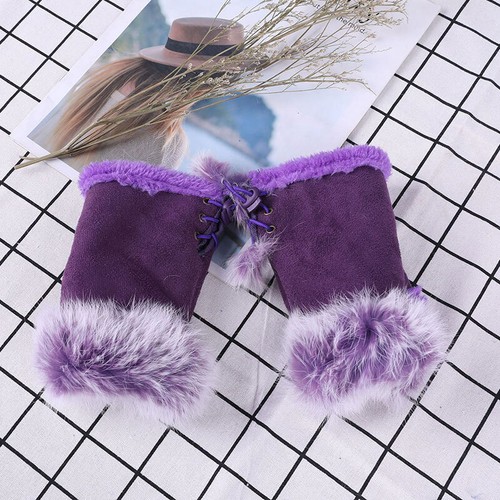 Women ladies faux fur leather - fur,