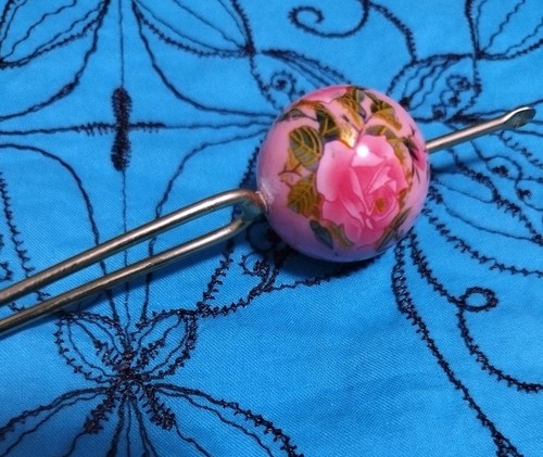 Pink flower hairpin decorative - pink,