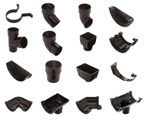 Black half round guttering - round,