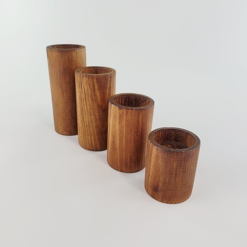 Wooden round candle holders - wooden,