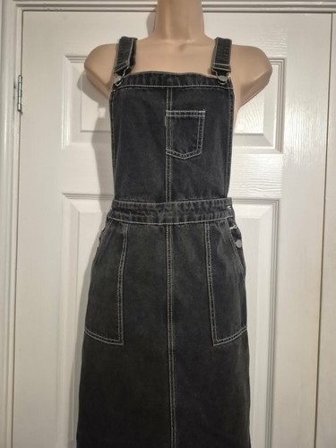 Black denim pinafore dress - denim,