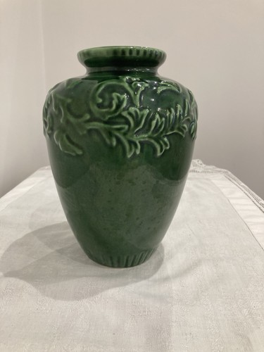 Green vase dark - green,