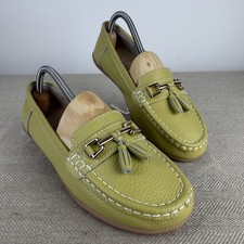 Green leather tassel loafers - leather,