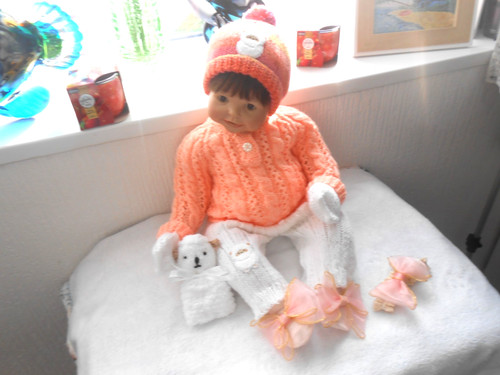 Hand knitted peach woolly - knitted,