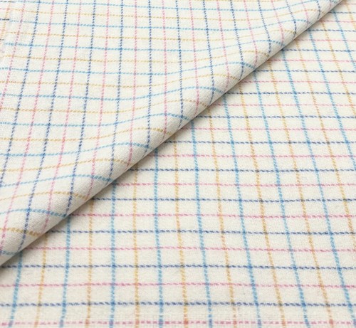 White pink check mixed - white, wool