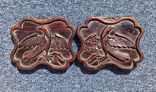 Pair antique carved wooden - pair,