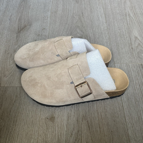 Women beige suede slip on - beige,