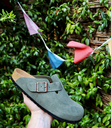 Birkenstock boston green suede - green,