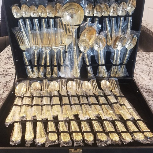 Gold plated flatware place - gold, 12