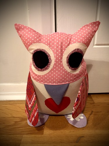 Handmade pink owl filled door - pink,
