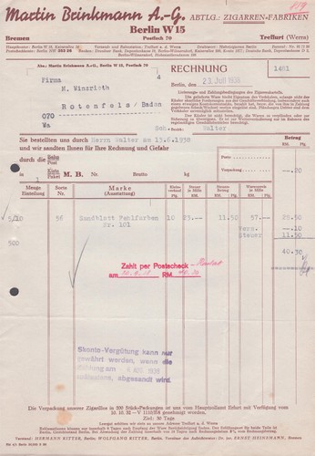 Invoice martin brinkmann cigar - invoice,