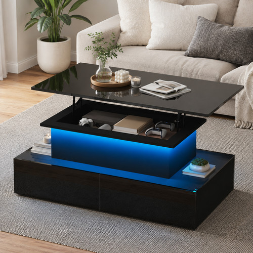 Coffee table led black - black, high