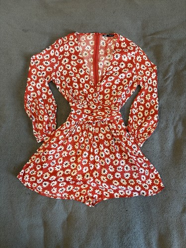 Zara red daisy floral long - daisy,