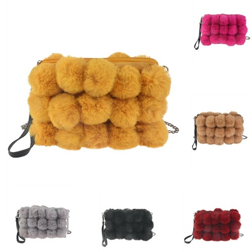 Small fluffy pompoms messenger - small,