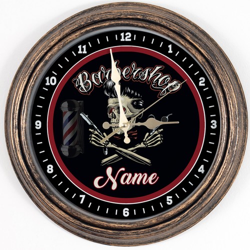 Personalised wall clock barber - clock,