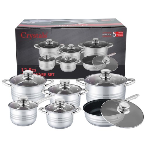 12pcs stainless steel cookware - steel,