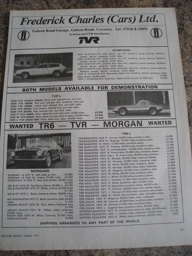 Frederick charles cars ltd tvr - cars,