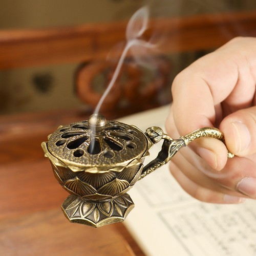 Brass lotus incense holder - brass,