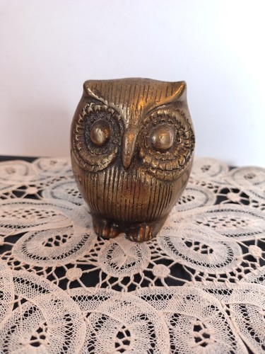 Vintage brass owl - vintage, figurine