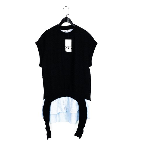 Zara black blue white striped - zara,