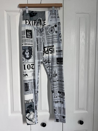 News paper leggings women - leggings, women's