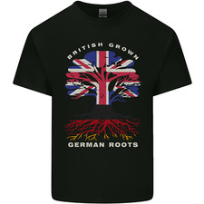 British Grown German Roots Germany Flag Mens Cotton T-Shirt Tee Top