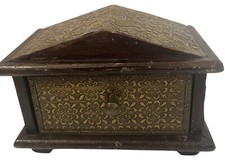 Indian Wooden Box Jewellery Brass Chest Drawers Storage Hand Craft Bohemian UK
