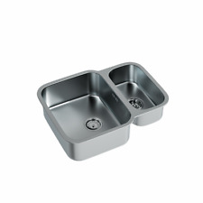 1.5 Bowl Polished S/Steel Undermount Sink 590x460x175mm - Chrome Waste Included
