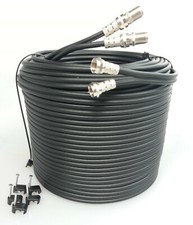 25m twin shotgun Satellite TV Black Extension Coax cable Fits Sky + HD / Freesat