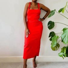 Zara Red Midi Dress With Open