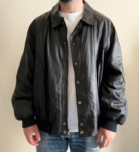 Vintage 80s leather - leather, bomber