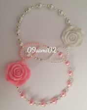 Elegant Romany Rose Dummy Clip ❤ Pink / White Pearls ❤ With Crystals Bling 