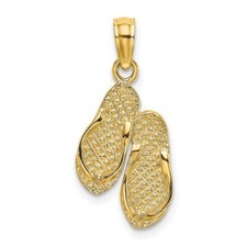 14K Yellow Gold Solid Polished Hawaii Flip-Flops Pendant
