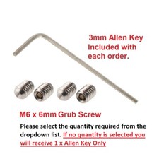 6mm GRUB SCREW FOR DOOR HANDLE KNOB SPINDLE LEVER + FREE 3mm ALLEN KEY