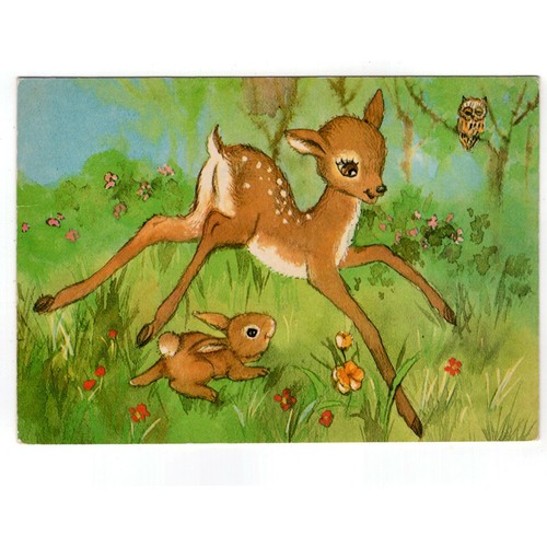 Artist postcard fawn - artist, postcard/fawn