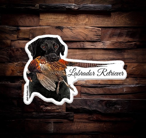 Black lab hunting sticker - black,