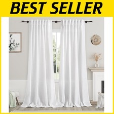 Rustic Back Tab White Curtains