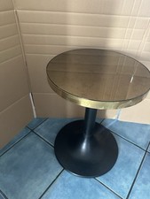 Pedrali Round side table  antique  Glass top  solid brass edge &  Cast Iron Base
