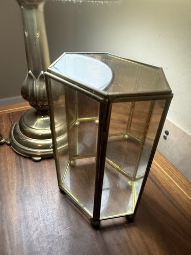 Vintage brass glass - 8.5”,