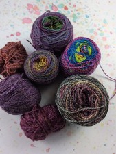 265g Handspun Yarn Mixed Bag Colour Gradient Cakes Hand Dyed Fibre Knitting Spin