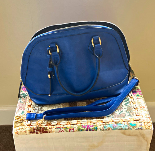 Dune blue faux leather satchel - blue,