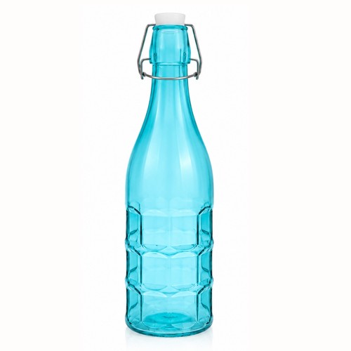 Glass bottle blue flip top - 1l,