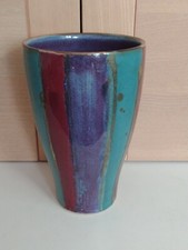 Vintage Dartington Dart Striped Studio Pottery Vase Signed