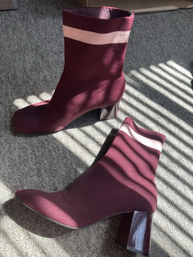Zara burgundy ribbed knit sock - zara,
