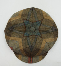 Olney One Size Multicoloured Tartan Peak Flat Cap Lined 100% Wool Elasticated