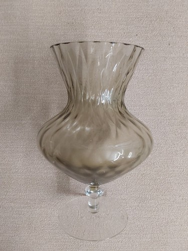 Vintage smoky glass pedestal - vintage,