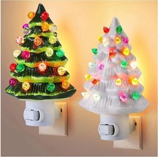 Christmas Tree Night Light, Ceramic Tree Light with ON/Off Switch and Plug New